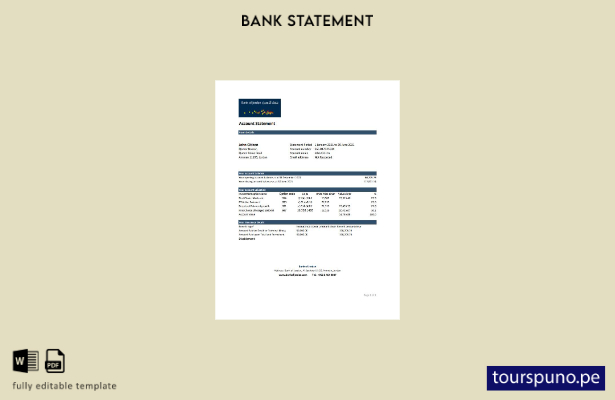 listo para imprimir plantilla de Excel de extracto bancario del Banco de Jordani